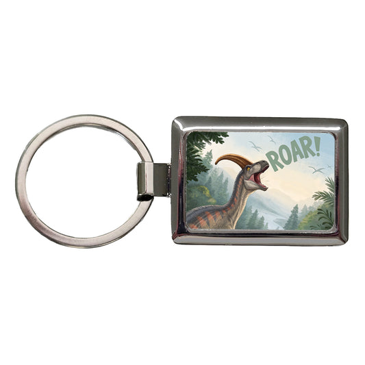 Parasaurolophus Roar Dinosaur Funny Rectangle Metal Keychain