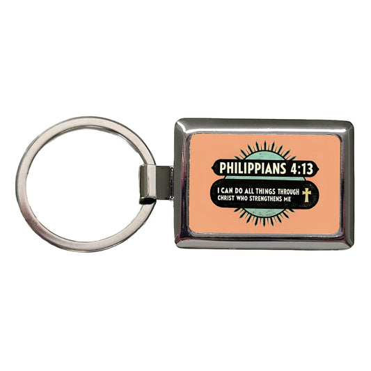 Philippians I Can Do All Things Through Christ Bible Christian Rectangle Metal Keychain