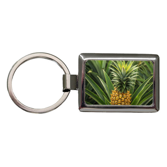 Pineapple Plant Rectangle Metal Keychain