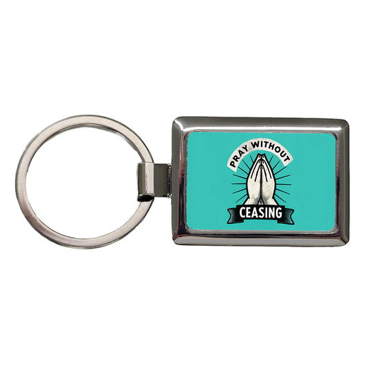 Pray Without Ceasing Prayer Bible Verse Rectangle Metal Keychain