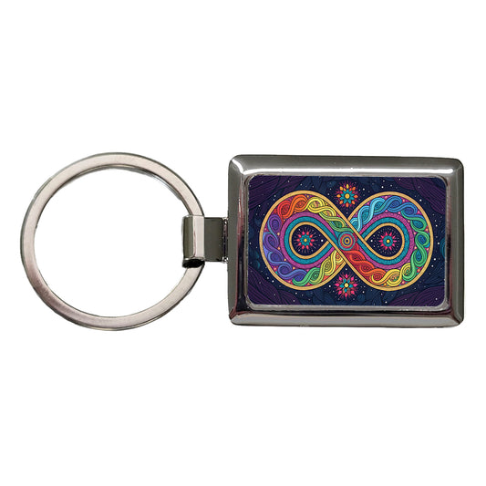 Psychedelic Patterns And Infinite Loops Colorful Rectangle Metal Keychain
