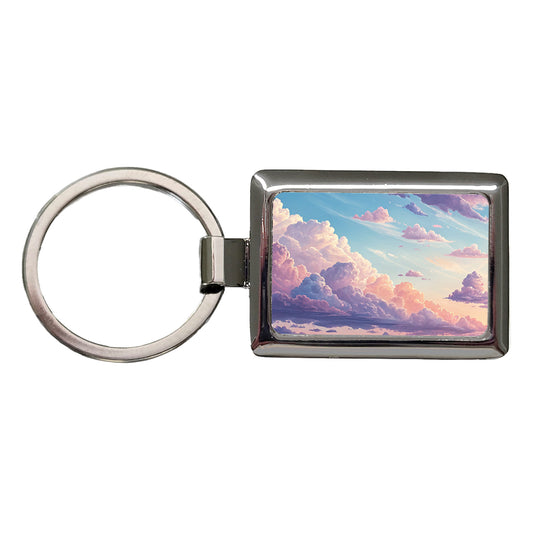Puffy Clouds Pastel Sky Stunning Rectangle Metal Keychain