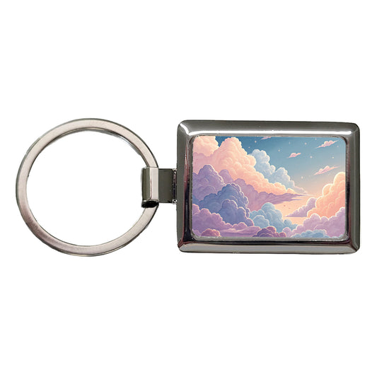 Puffy Clouds Sky Pastel Beautiful Rectangle Metal Keychain