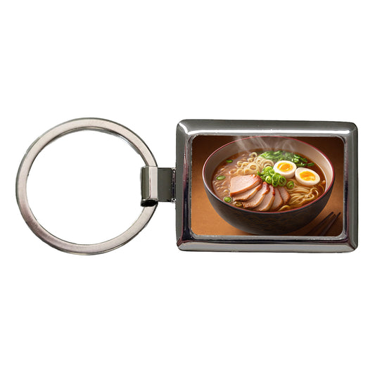 Ramen Bowl Noodles Dinner Rectangle Metal Keychain