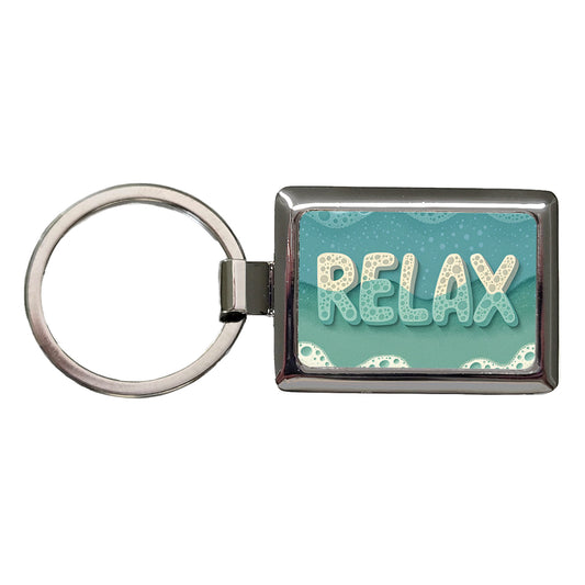 Relax Sea Foam Ocean Beach Rectangle Metal Keychain