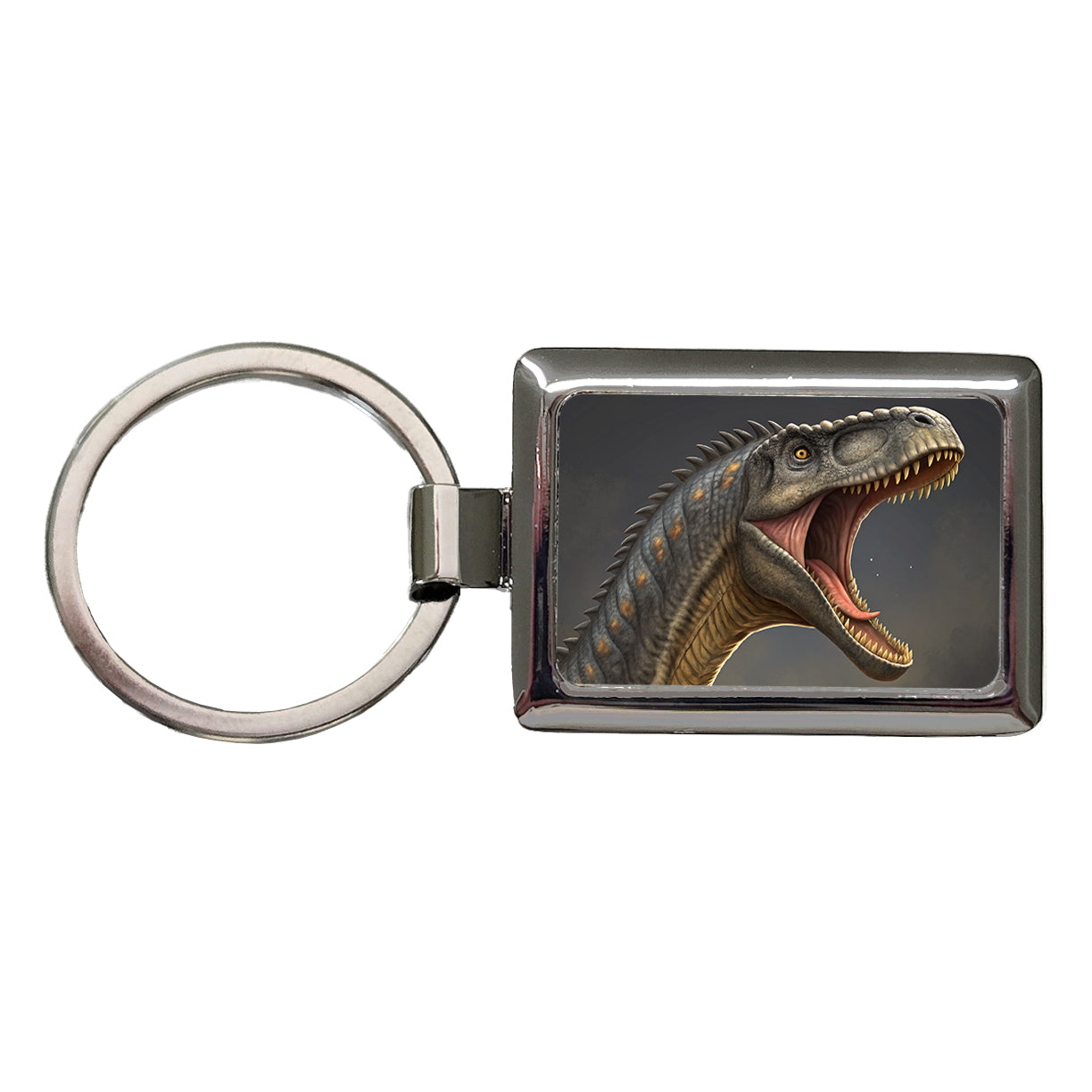 Roaring Apatosaurus Dinosaur Rectangle Metal Keychain