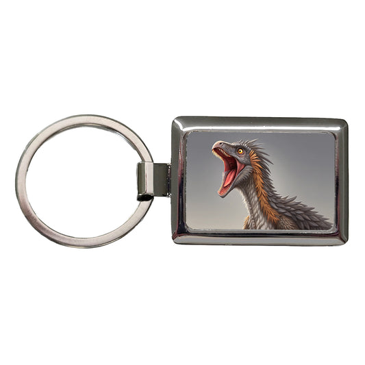 Roaring Therizinosaurus Dinosaur Scary Rectangle Metal Keychain