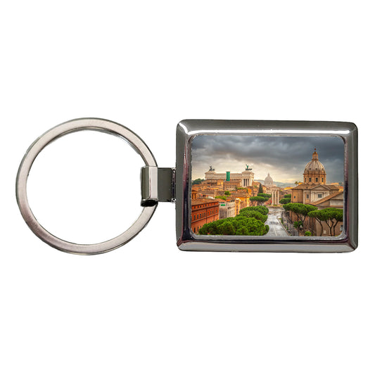 Rome Italy City Travel History Rectangle Metal Keychain