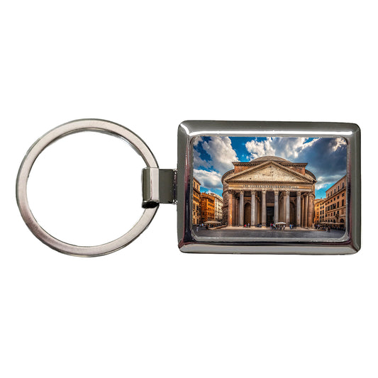 Rome Italy Pantheon Travel History Rectangle Metal Keychain