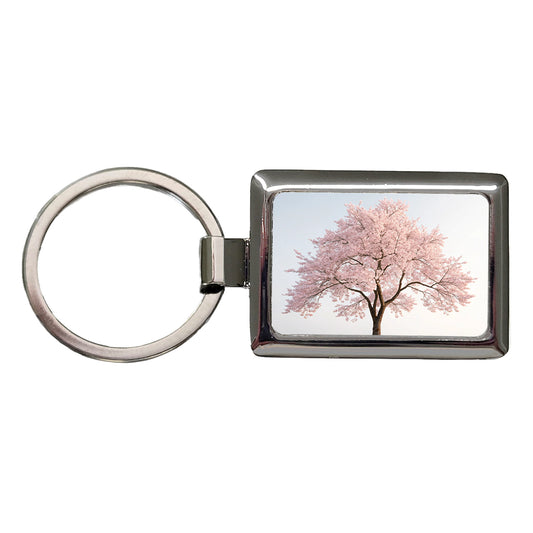 Sakura Cherry Blossom Tree Pink Flower Rectangle Metal Keychain