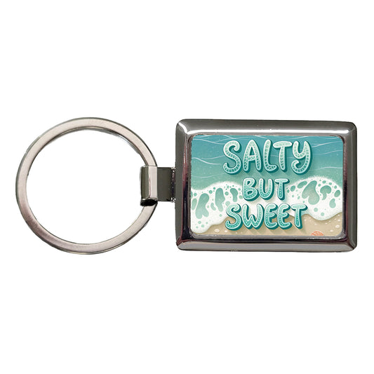 Salty But Sweet Sea Foam Ocean Beach Rectangle Metal Keychain