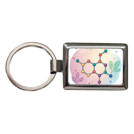 Serotonin Molecule Aesthetic Science Rectangle Metal Keychain