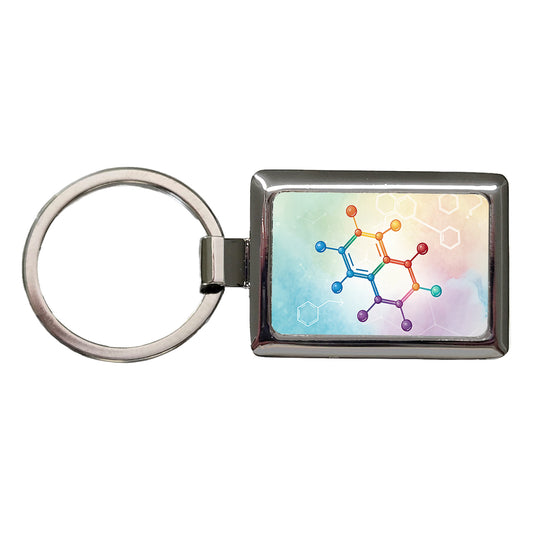 Serotonin Molecule Science Scientific Rectangle Metal Keychain