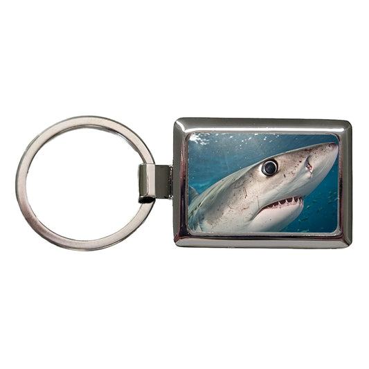 Shark Eye Close Up Ocean Rectangle Metal Keychain