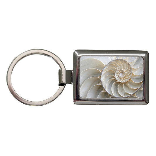 Shell Marble Swirl Rectangle Metal Keychain
