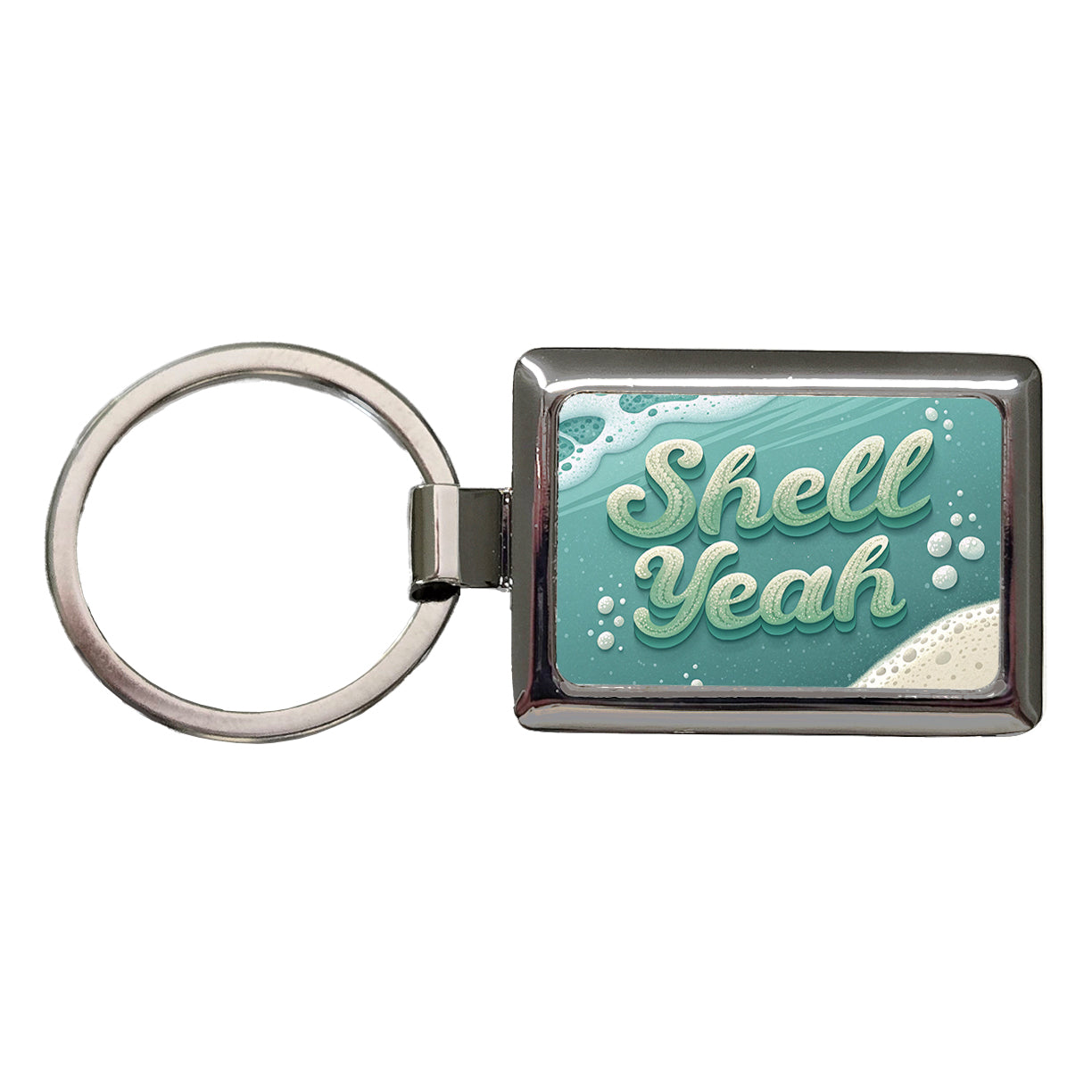 Shell Yeah Sea Foam Ocean Beach Funny Rectangle Metal Keychain