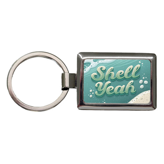 Shell Yeah Sea Foam Ocean Beach Funny Rectangle Metal Keychain