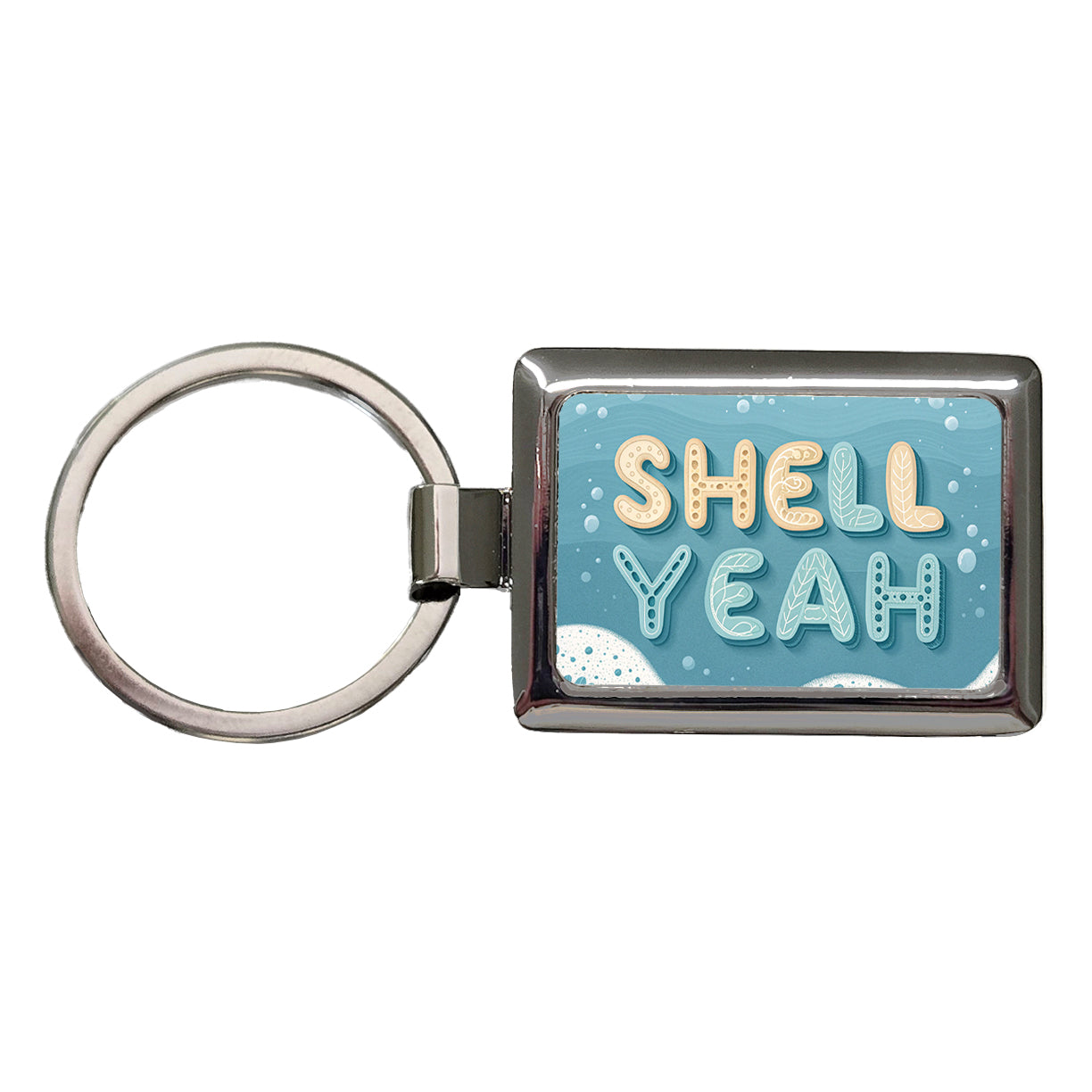 Shell Yeah Sea Foam Ocean Beach Rectangle Metal Keychain