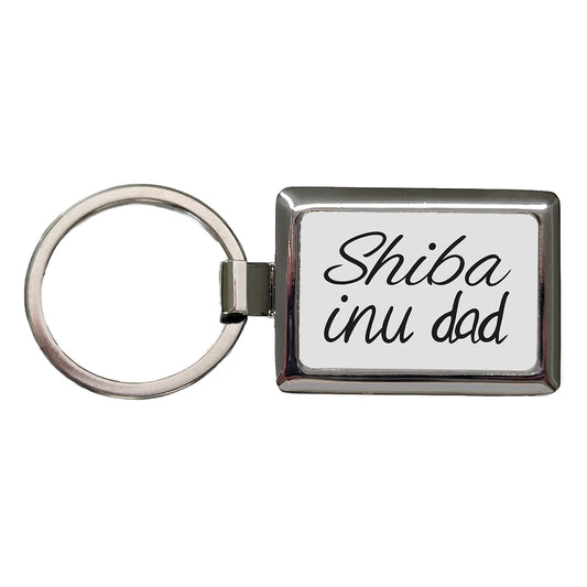 Shiba Inu Dad Dog Rectangle Metal Keychain