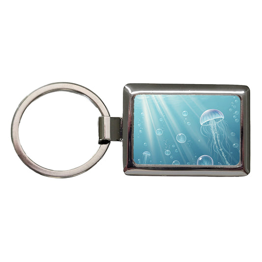 Soft Blue Tones Jellyfish Ocean Sea Rectangle Metal Keychain