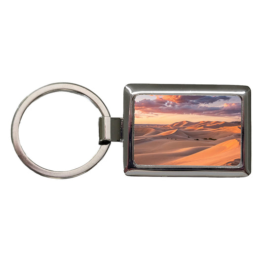 Soft Rolling Sand Dunes Sunset Desert Rectangle Metal Keychain