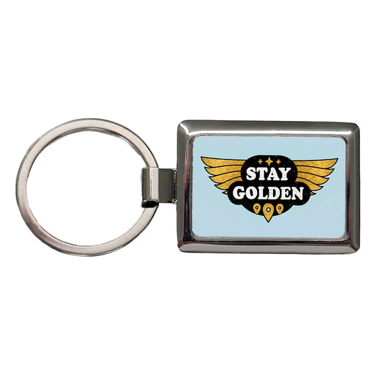 Stay Golden Funny Rectangle Metal Keychain
