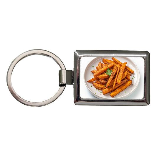 Sweet Potato Fries On Plate Rectangle Metal Keychain