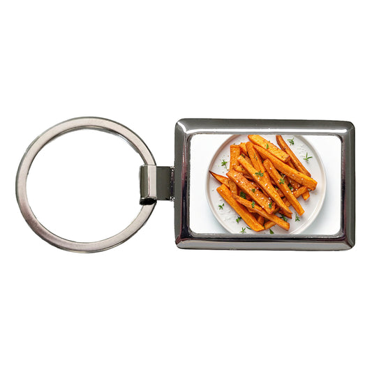 Sweet Potato Fries Yummy Rectangle Metal Keychain