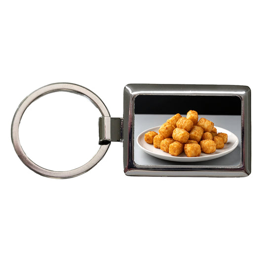 Tater Tots Plate Rectangle Metal Keychain