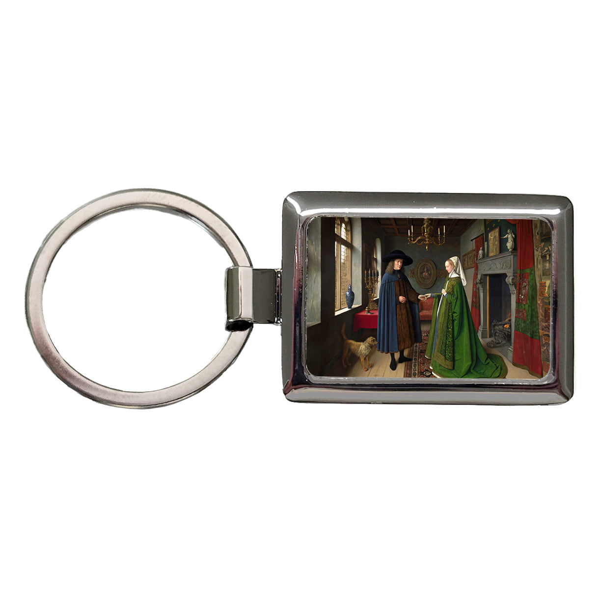 The Arnolfini Portrait By Jan Van Eyck Inspired Rectangle Metal Keychain