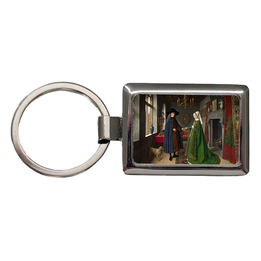 The Arnolfini Portrait By Jan Van Eyck Inspired Rectangle Metal Keychain