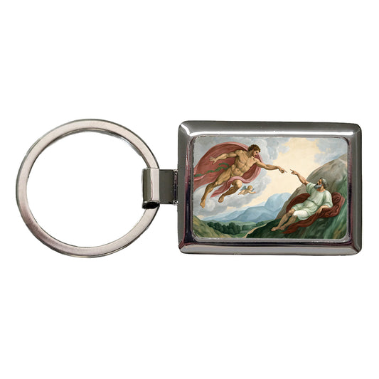 The Creation Of Adam By Michelangelo Inspired Rectangle Metal Keychain