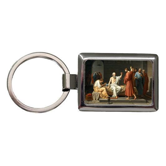 The Death Of Socrates Jacques Louis David Inspired Rectangle Metal Keychain