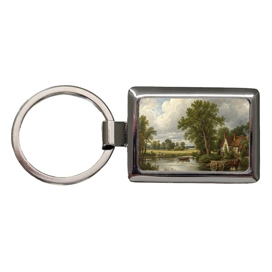 The Hay Wain By John Constable Painting Inspired Rectangle Metal Keychain