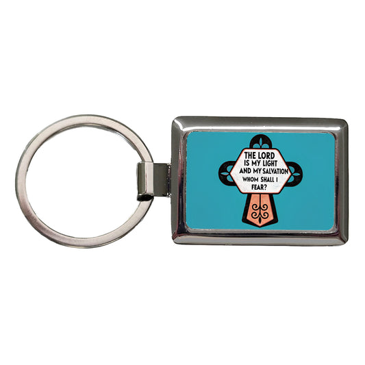 The Lord Is My Light And My Salvation Whom Shall I Fear Cross Bible Verse Rectangle Metal Keychain
