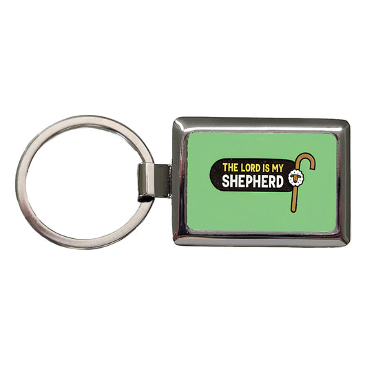 The Lord Is My Shepherd Psalm Bible Verse Rectangle Metal Keychain