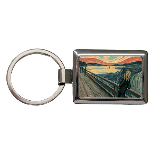 The Scream By Edvard Munch Parody Rectangle Metal Keychain