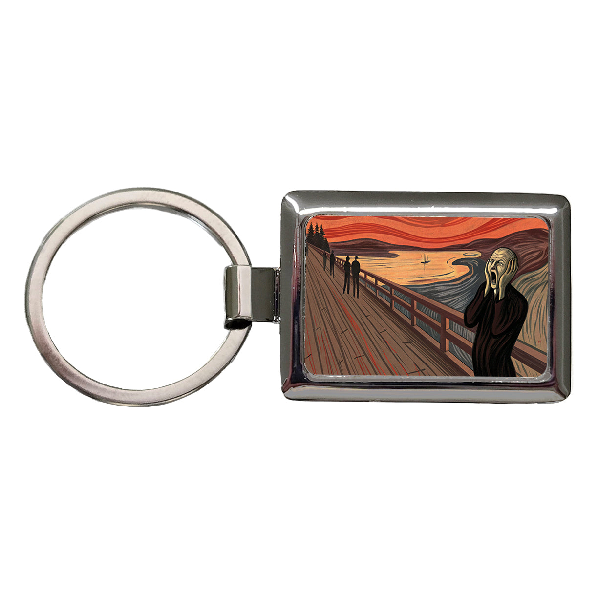 The Scream Inspired By Edvard Munch Rectangle Metal Keychain