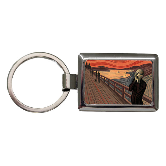 The Scream Inspired By Edvard Munch Rectangle Metal Keychain