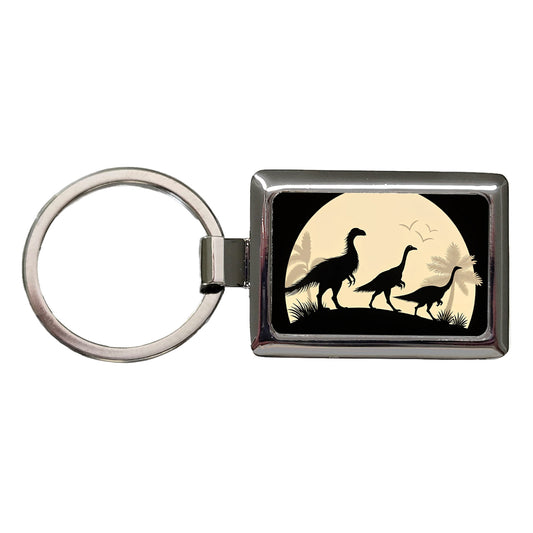 Therizinosaurus Silhouettes Dinosaurs Rectangle Metal Keychain