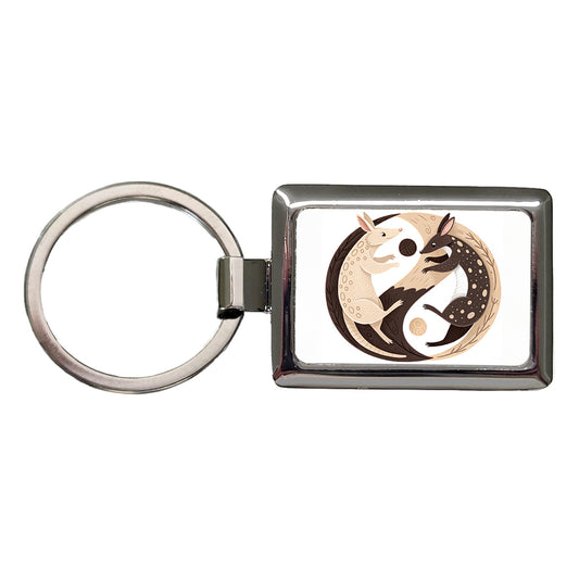 Two Aardvarks Yin Yang Rectangle Metal Keychain