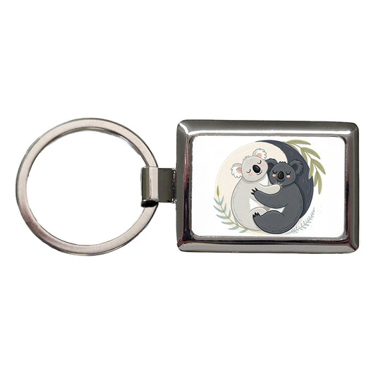 Two Koalas Yin Yang Rectangle Metal Keychain