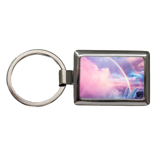 Vapor Rainbow Waterfall Rectangle Metal Keychain