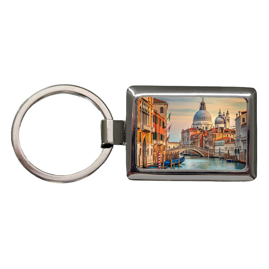 Venice Italy Canal Travel Rectangle Metal Keychain