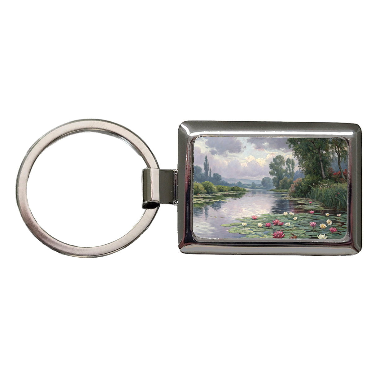 Water Lilies By Claude Monet Inspired Rectangle Metal Keychain