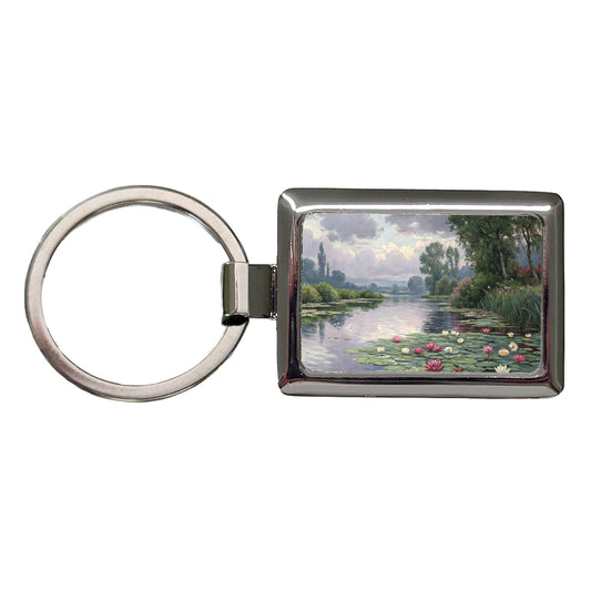 Water Lilies By Claude Monet Inspired Rectangle Metal Keychain