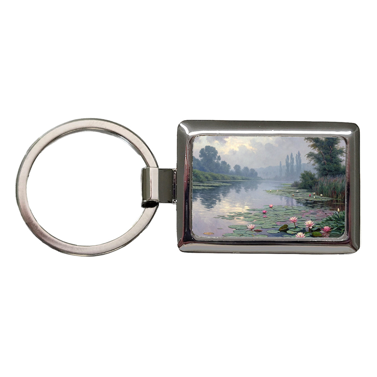 Water Lilies Inspired By Claude Monet Beautiful Rectangle Metal Keychain