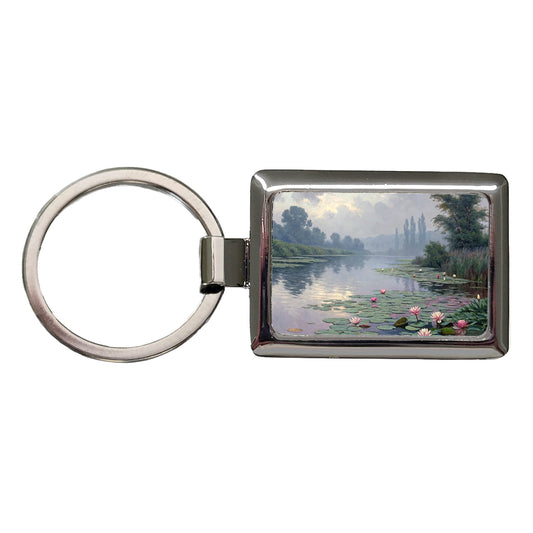 Water Lilies Inspired By Claude Monet Beautiful Rectangle Metal Keychain