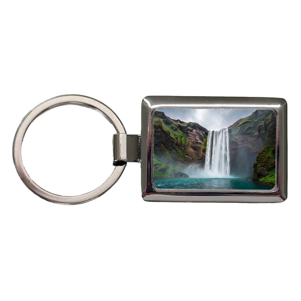 Waterfall Beautiful Rectangle Metal Keychain