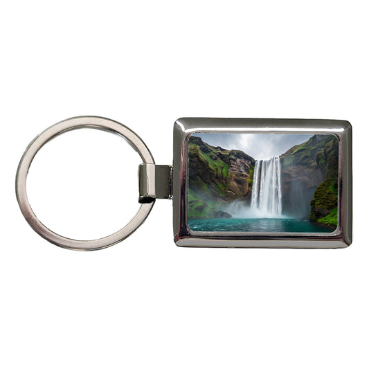 Waterfall Beautiful Rectangle Metal Keychain